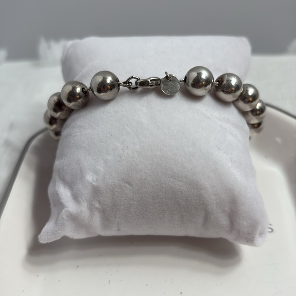 Tiffany - Authentic Sterling Silver 10mm Ball Bead Chain Bracelet with Pouch - Picture 2 of 6